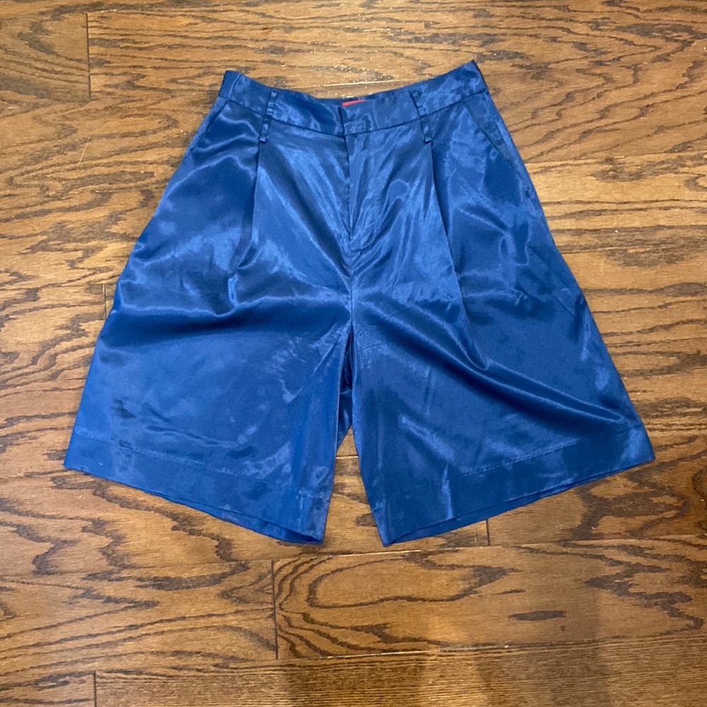 Staud blue silky shorts
